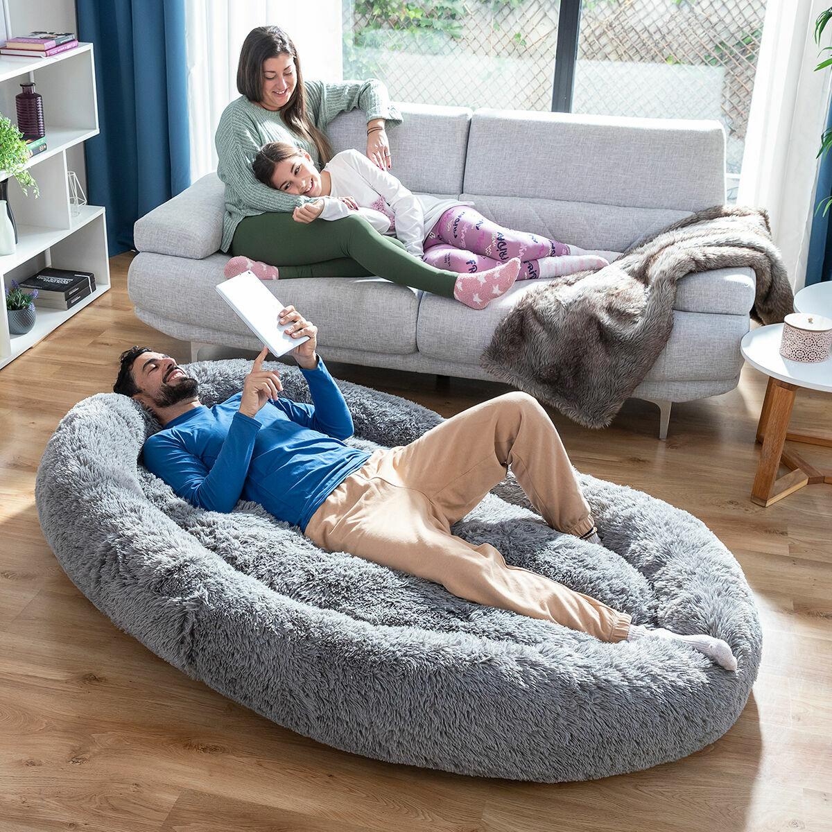 Human Dog Bed XXL InnovaGoods Grey-CA International