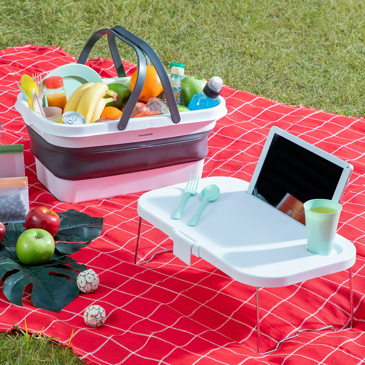 Folding Picnic Basket with Lid-Table Pickning InnovaGoods - CA International   #