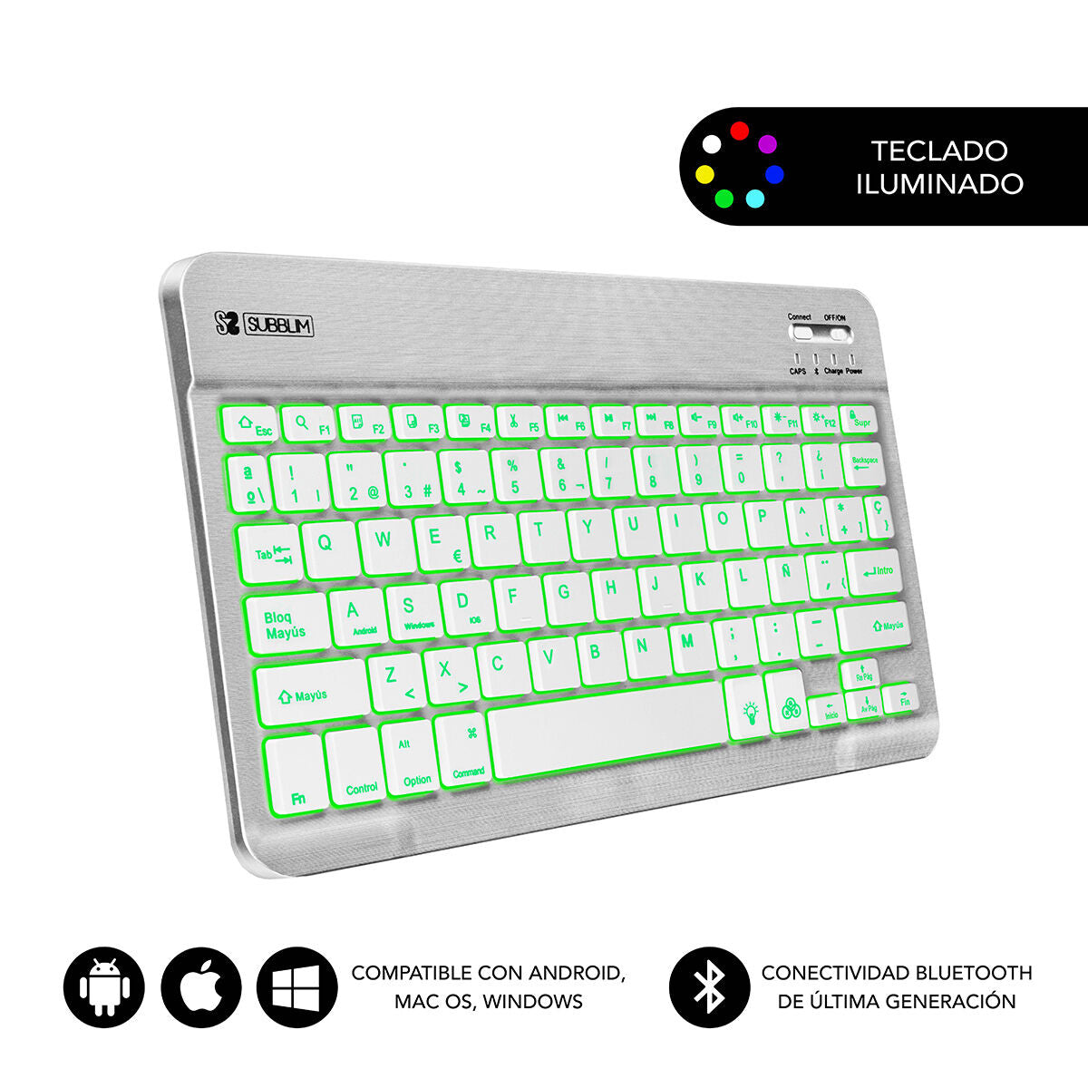 Bluetooth-Tastatur für Tablet Subblim SUB-KBT-SMBL30 Silber Qwerty Spanisch QWERTY - CA International 