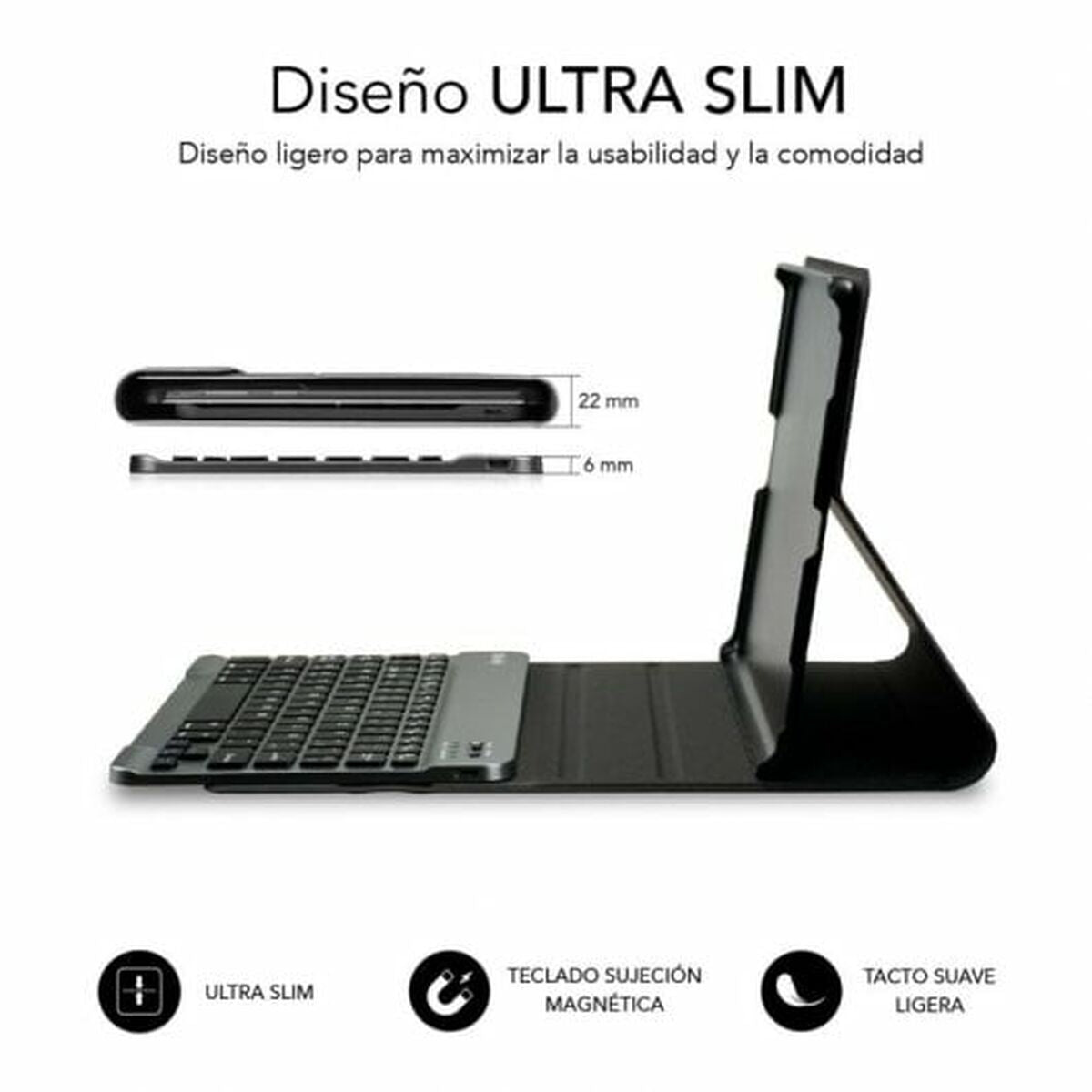 Bluetooth-Tastatur für Tablet Subblim SUBKT3-BTL200 Schwarz Qwerty Spanisch - CA International 