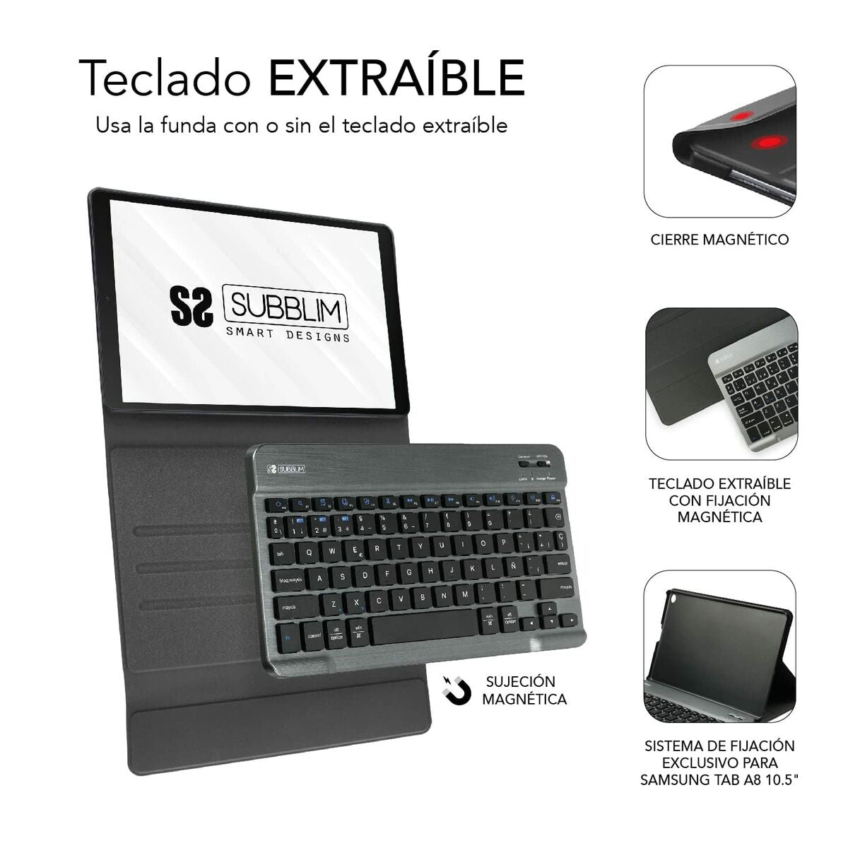 Hülle für Tablet und Tastatur Subblim Samsung Galaxy A8 Schwarz - CA International  