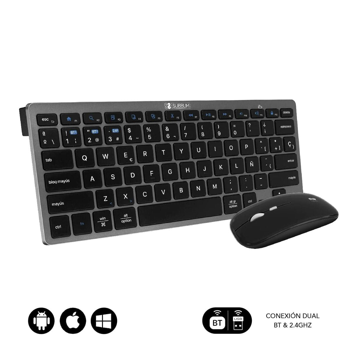 Keyboard and Mouse Subblim SUBKBC-OCO020 Grey - CA International   #