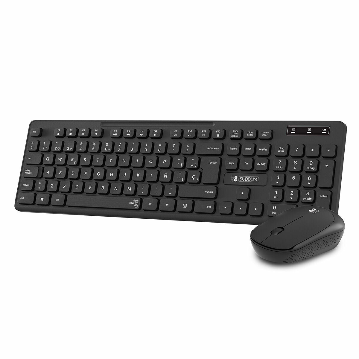 Tastatur mit Drahtloser Maus Subblim SUBKBC-CSSW10 Schwarz Spanisch Qwerty Spanisch - CA International 