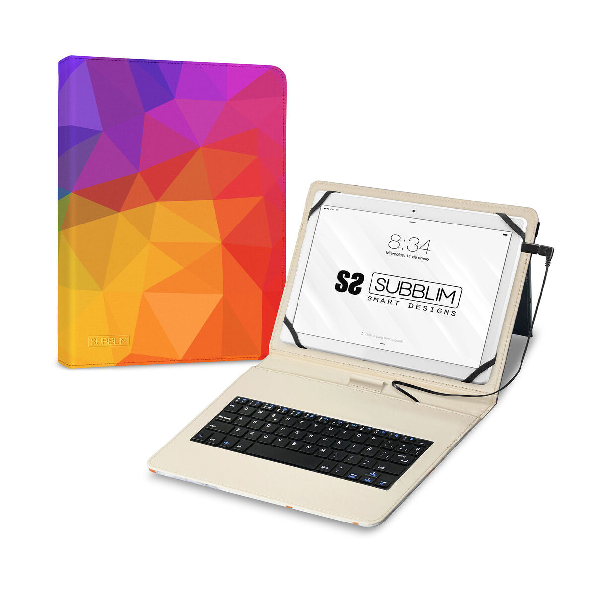 Bluetooth Keyboard with Support for Tablet Subblim SUBKT1-USB053 Spanish Qwerty Multicolour Spanish-CA International