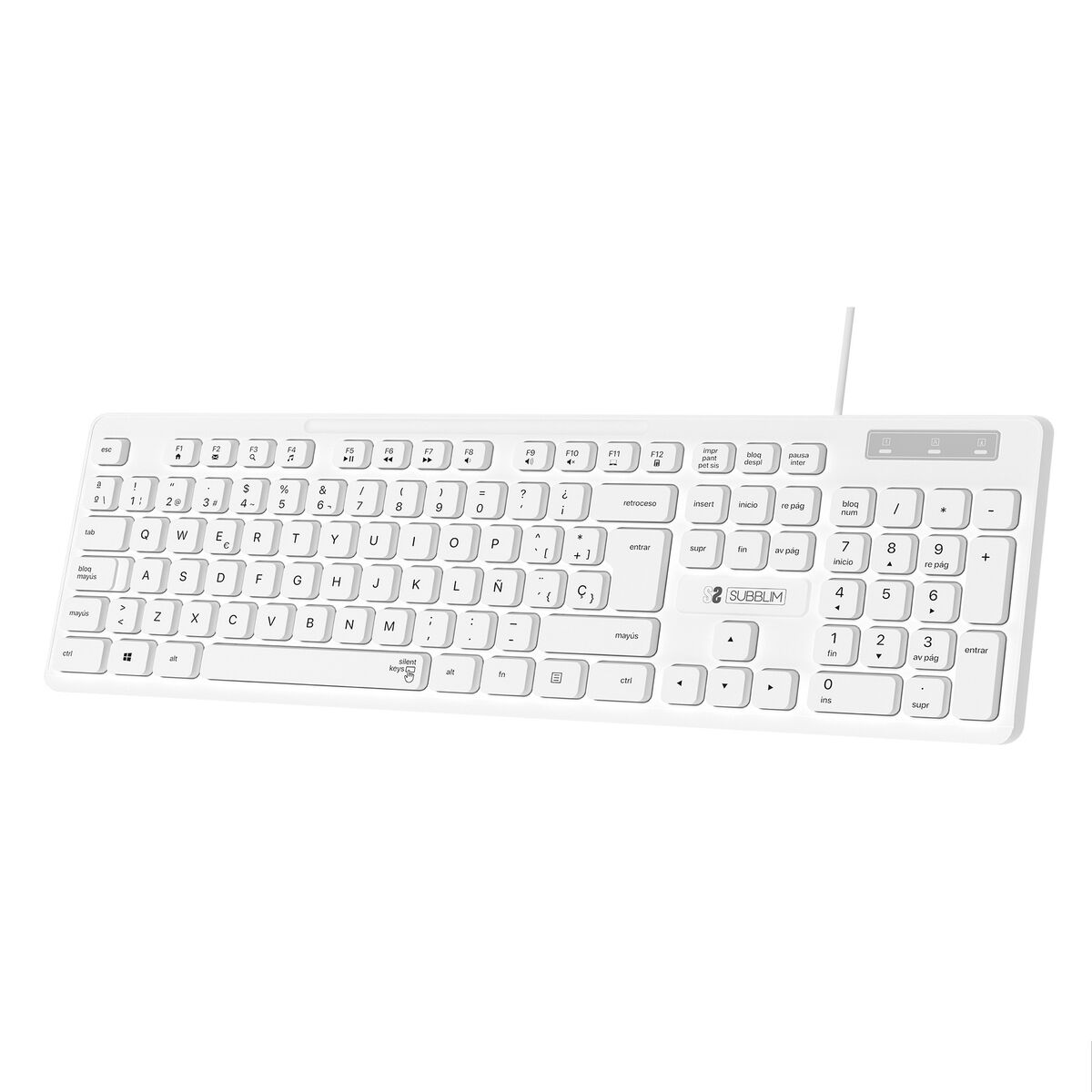 Keyboard Subblim SUBKBC-0SSK51 White Spanish Qwerty - CA International  