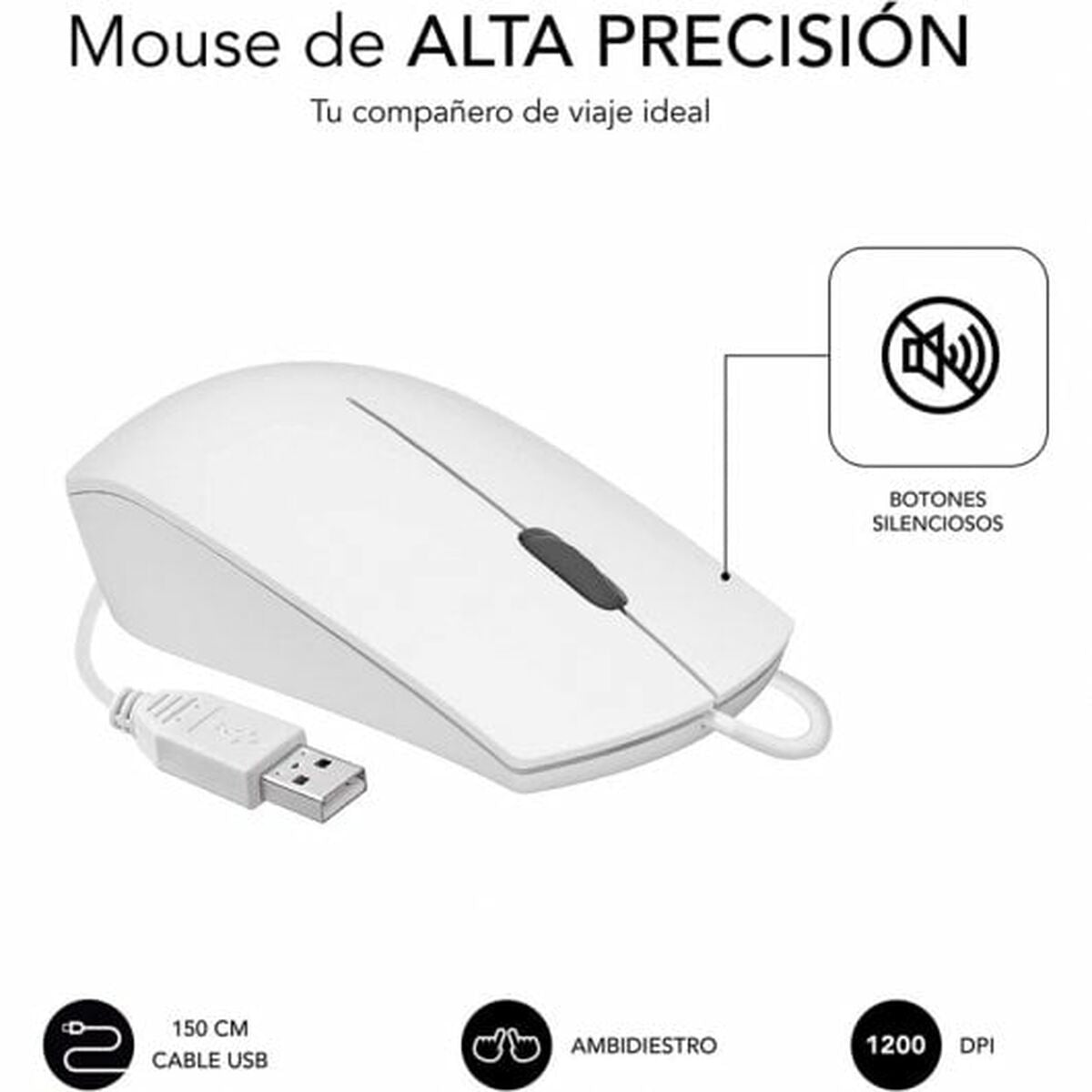Tastatur mit Maus Subblim SUBKBC-CSSK02 Weiß Qwerty Spanisch QWERTY - CA International 