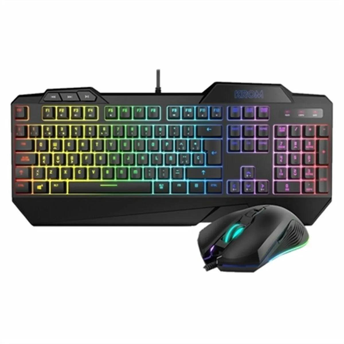 Keyboard with Gaming Mouse Krom Krusher RGB Black - CA International