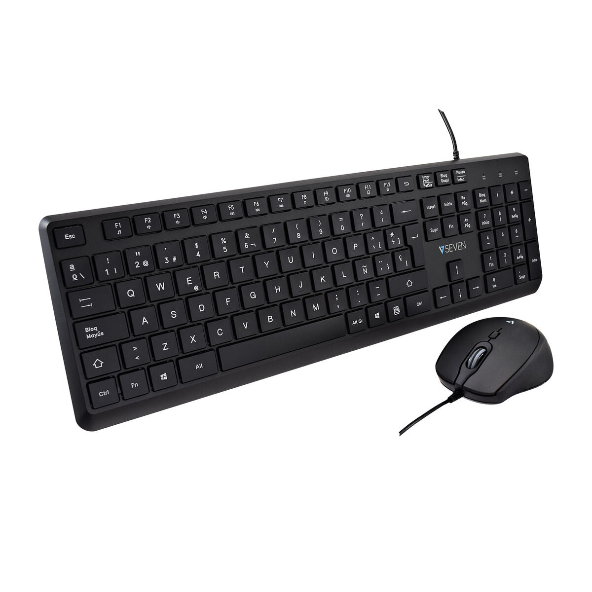 Keyboard and Mouse V7 CKU350ES Black Spanish Qwerty - CA International   #