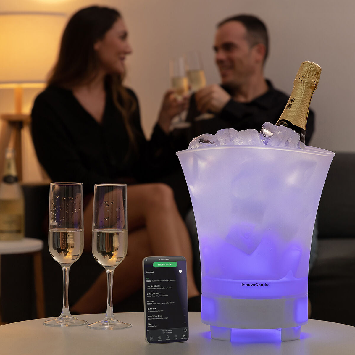 LED-Eiskübel mit wiederaufladbarem Lautsprecher Sonice InnovaGoods - CA International  