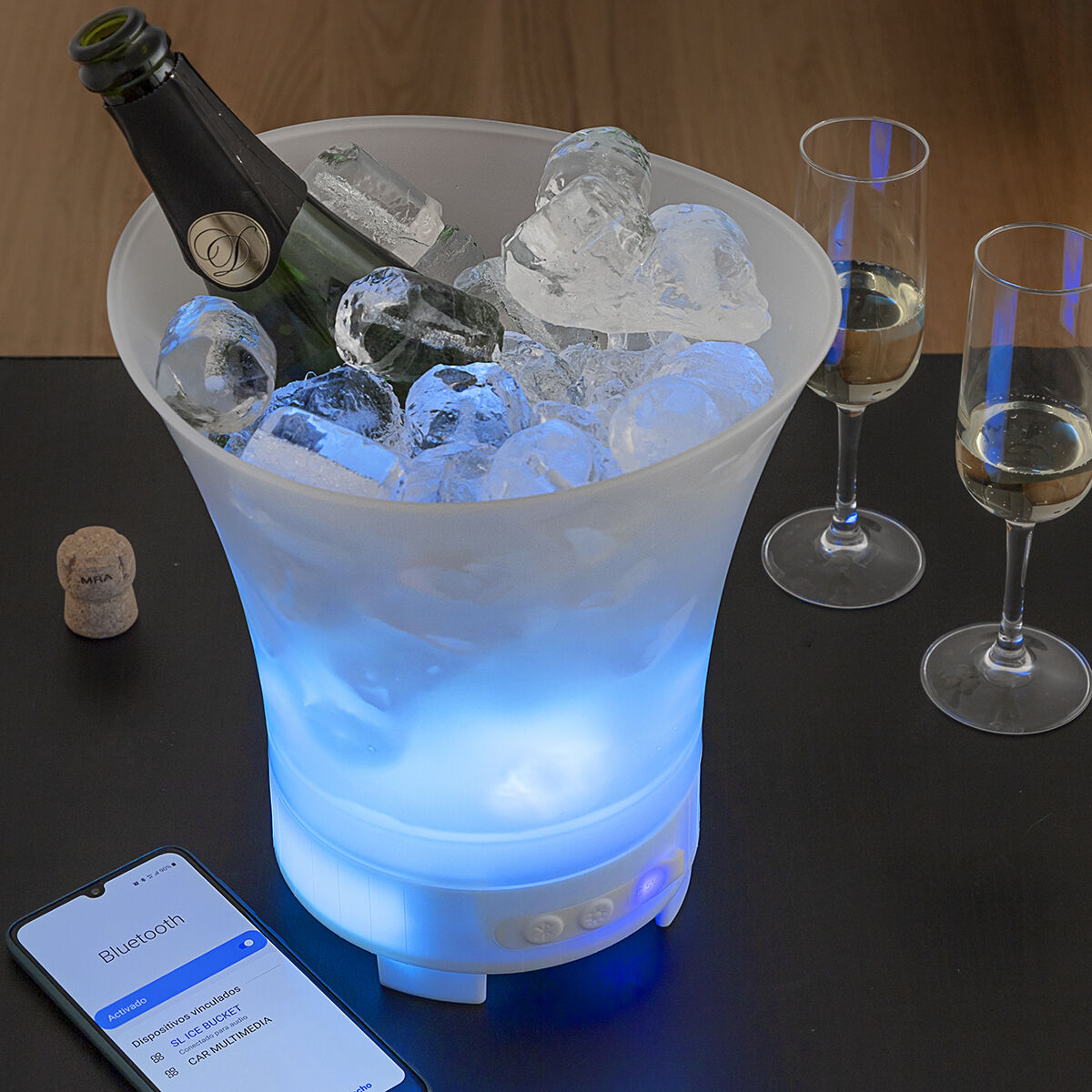 LED-Eiskübel mit wiederaufladbarem Lautsprecher Sonice InnovaGoods - CA International 