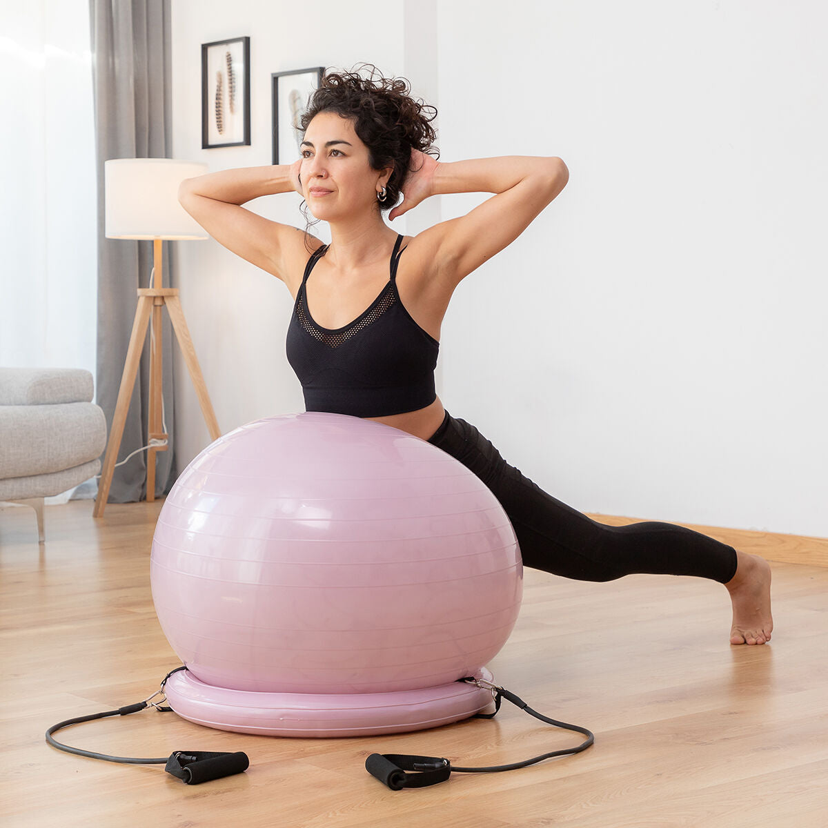 Yoga Ball with Stability Ring and Resistance Bands Ashtanball InnovaGoods - CA International   #