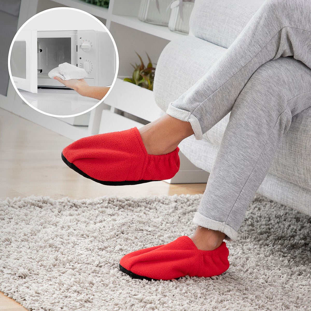 Microwavable Heated Slippers InnovaGoods Red - CA International   #