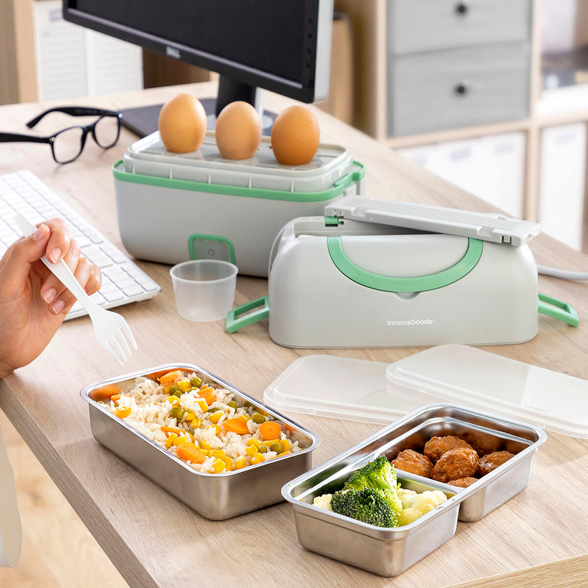 3-in-1 Electric Steamer Lunch Box with Recipes Beneam InnovaGoods-CA International