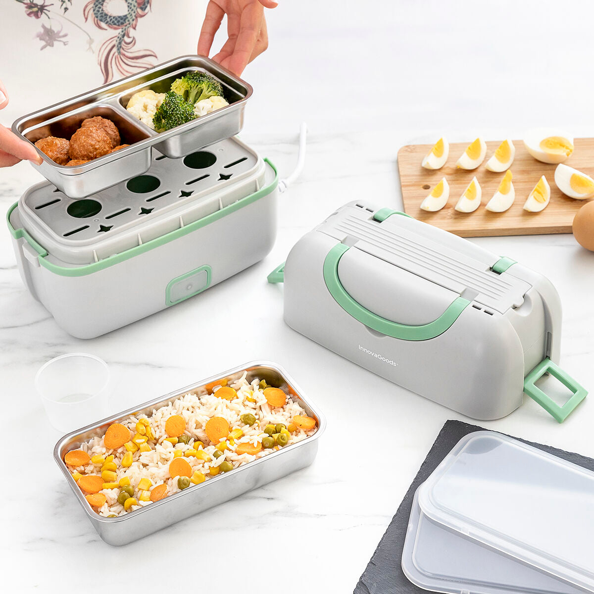 Elektrische 3-in-1-Dampf-Lunchbox mit Rezepten Beneam InnovaGoods - CA International  