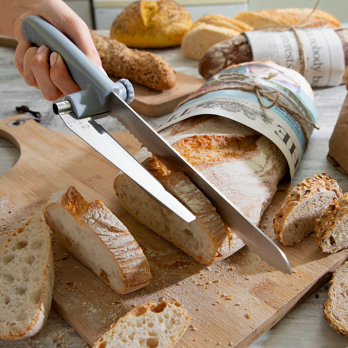 Bread Knife with Adjustable Cutting Guide Kutway InnovaGoods-CA International