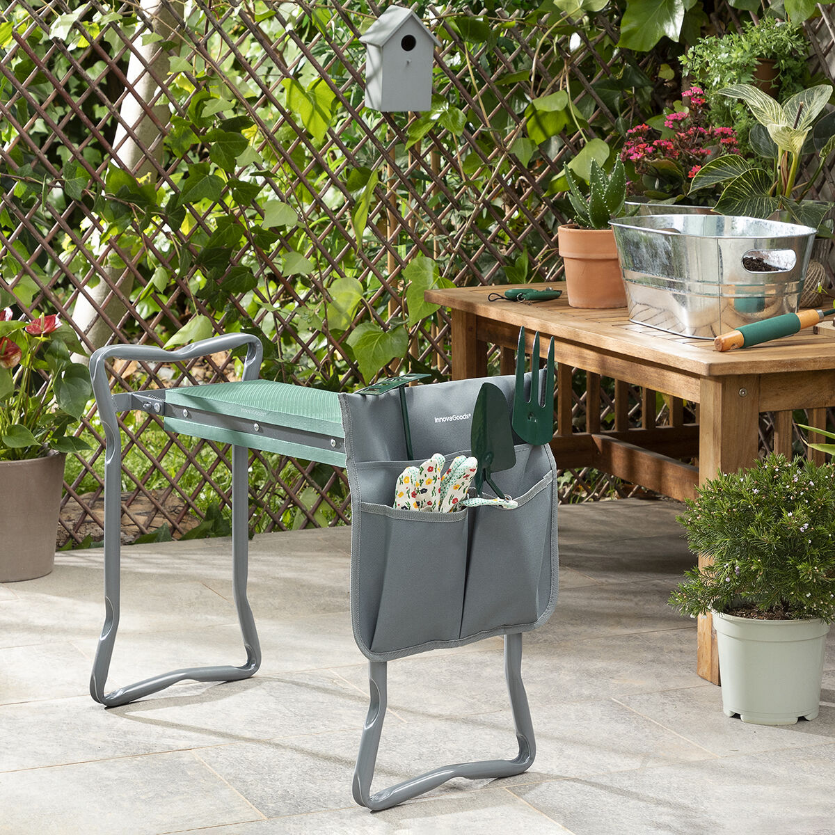 3-in-1 Folding Garden Seat with Bag for Tools Situl InnovaGoods-CA International