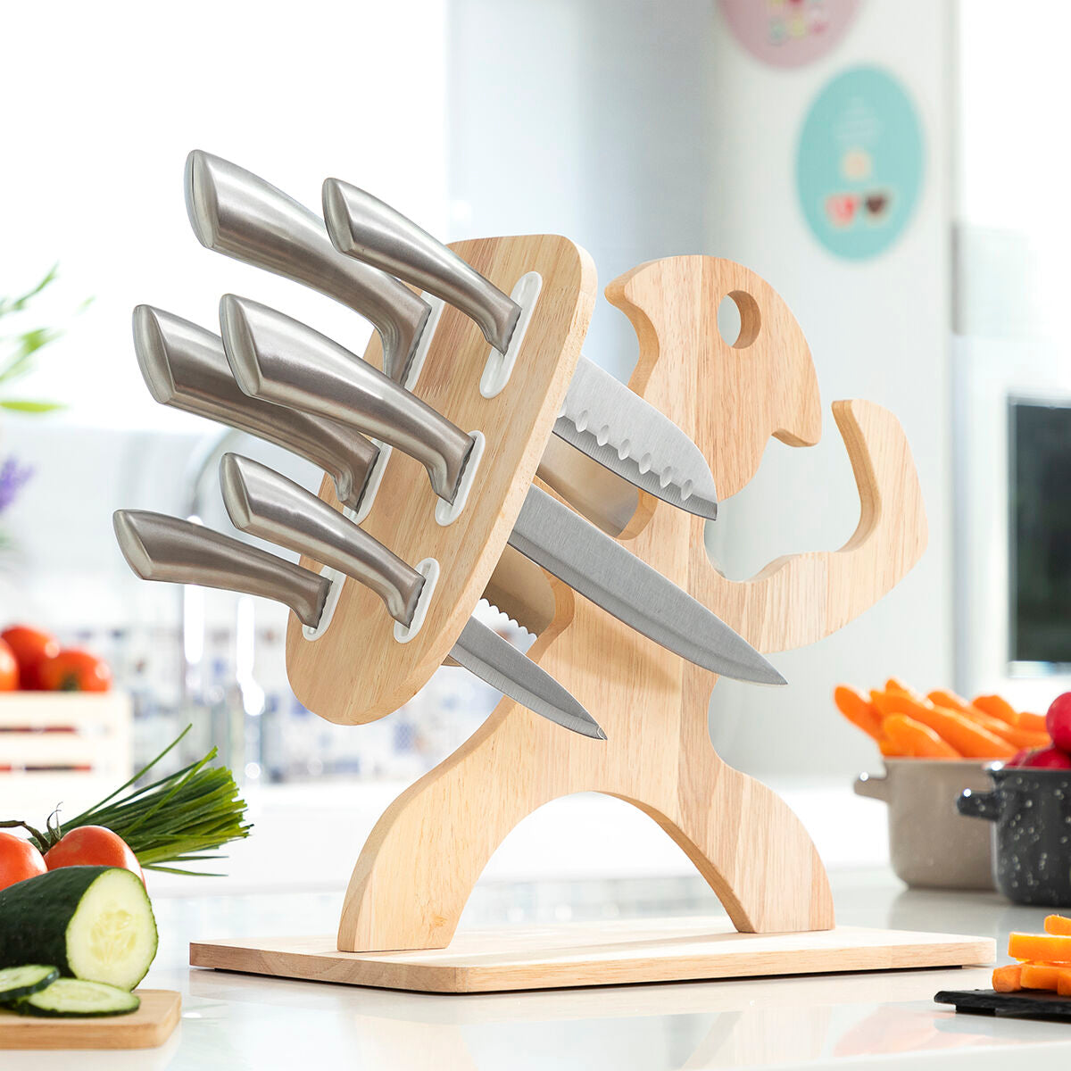 Set of Knives with Wooden Base Spartan InnovaGoods 7 Pieces - CA International   #