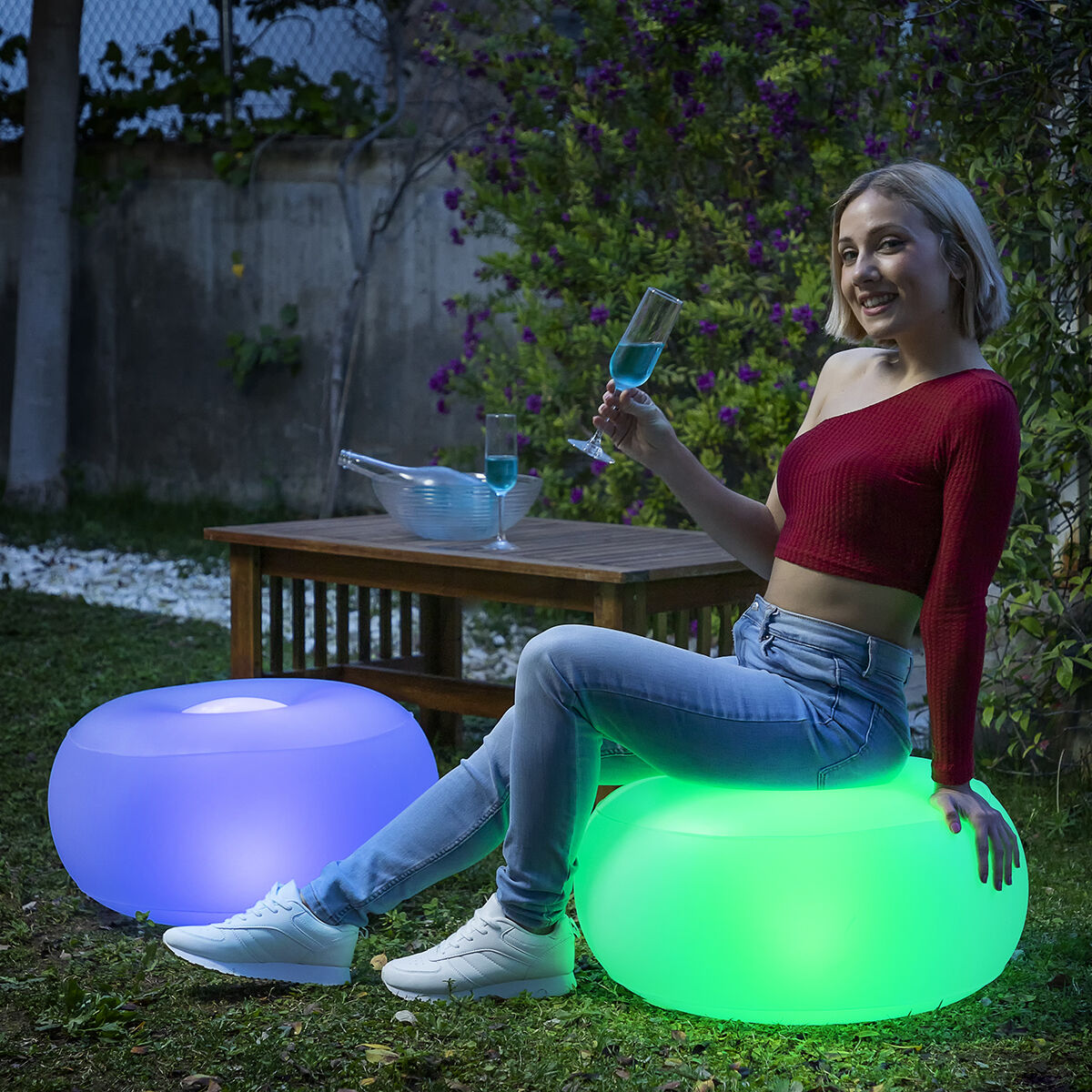 Inflatable Seat with Multicolour LED and Remote Control Pulight InnovaGoods - CA International   #