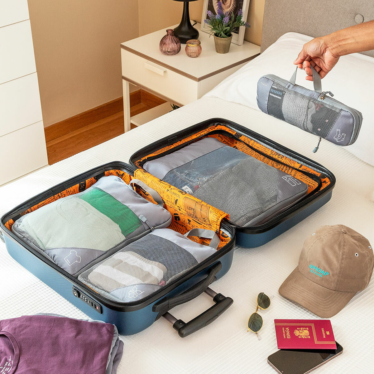 Suitcase Organiser Compression Bags Compakube InnovaGoods 4 Pieces - CA International   #