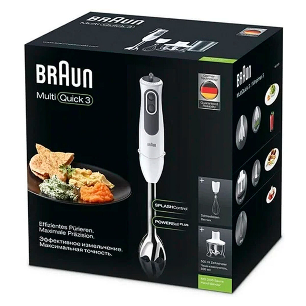 Hand-held Blender Braun Minipimer 3 Vario MQ3135 Sauce 750W Black Black/White White 750 W - CA International   #